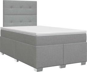 vidaXL Κρεβάτι box spring με στρώμα Ανοιχτό γκρι 120 x 190 cm Ύφασμα