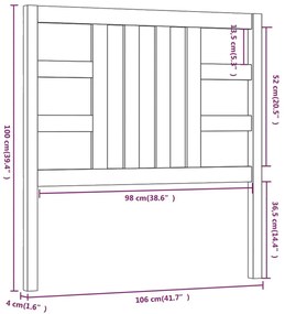 Κεφαλάρι Κρεβατιού Γκρι 106 x 4 x 100 εκ. από Μασίφ Ξύλο Πεύκου - Γκρι