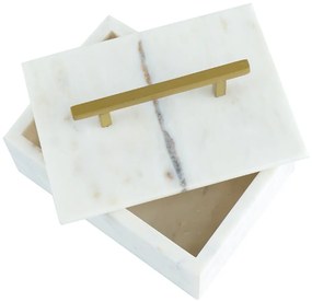 Artekko Marble Box Κοσμηματοθήκη Κουτί Διακοσμητικό Μάρμαρο Μέταλλο Λευκό Χρυσό (18x12.5x11)cm