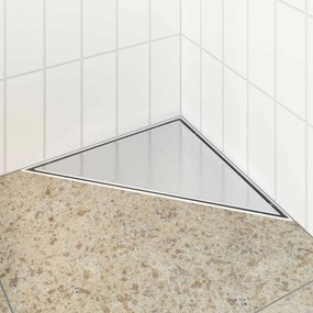 vidaXL 2 σε 1 Τριγωνική Σαρωθριά Λεκάνη Ασημί 32 x 32 x 7,5 εκ