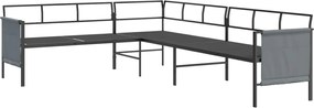 vidaXL Καναπές Κήπου Γωνιακός Ανθρακί από Ατσάλι και Textilene