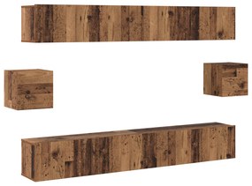 vidaXL Σετ επίπλου τηλεόρασης 6 pcs Παλαιό ξύλο 100 x 30 x 30 cm ξύλο