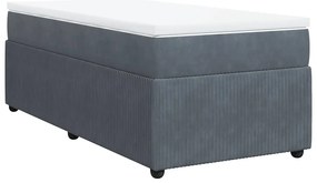 vidaXL Κρεβάτι Boxspring με Στρώμα Σκούρο Γκρι 90x190 εκ. Βελούδινο