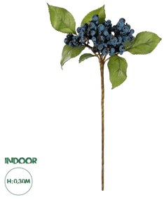 GloboStar® Artificial Garden BLUBERRIES FRUIT BRANCH 21434 Τεχνητό Διακοσμητικό Κλαδί Μπλε Μύρτιλο  Y30cm