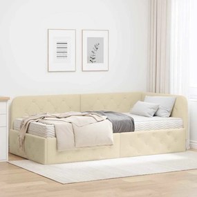 vidaXL Κρεβάτι Γωνίας Κρεμ 90 x 200 cm ύφασμα