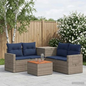 vidaXL Σετ Καναπέ 6 τμχ. Γκρι και Navy Blue Πολυ-ρακί και Χάλυβας