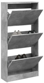 vidaXL Παπουτσοθήκη Γκρι Σκυροδέματος60x21x125,5εκ. Επεξεργασμένο Ξύλο