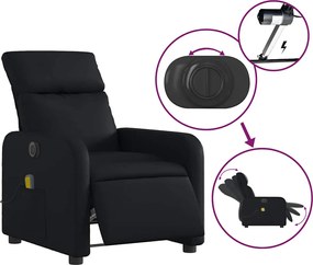 vidaXL Πολυθρόνα Μασάζ Ανακλινόμενη Ηλεκτρική Μαύρη Συνθετικό Δέρμα