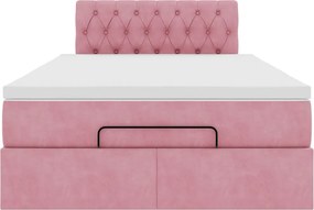 vidaXL Οθωμανικό κρεβάτι με στρώμα ροζ 120x200cm Velvet