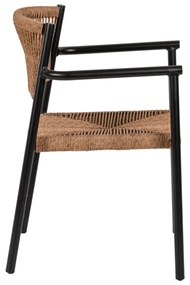 Πολυθρόνα Κήπου INGA Μαύρο/Φυσικό Αλουμίνιο/Rattan 55.5x50x77.5cm - 14840007 - 14840007