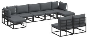 vidaXL Σετ Καναπέ Κήπου 9 pcs Μαύρο 353 x 141.5 x 71 εκ. Αλουμίνιο