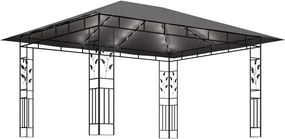 vidaXL Κιόσκι με Σήτα και Φωτάκια LED Ανθρακί 4 x 3 x 2,73 μ.
