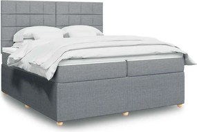 vidaXL Κρεβάτι Boxspring με Στρώμα Ανοιχτό Γκρι 200x200 εκ. Υφασμάτινο