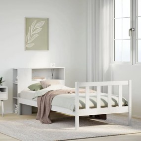 vidaXL Κρεβάτι Βιβλιοθήκη Χωρίς Στρώμα Λευκό 75x190 εκ Μασίφ Πεύκο