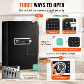 VEVOR Single Door 4.0 cu.ft Safe Box with Key Lock &amp; Password LED Light Black