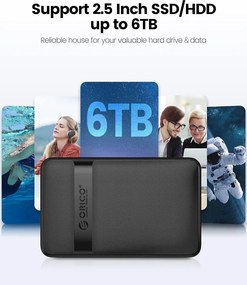 ORICO θήκη για 2.5" SATA HDD/SSD 2577C3-V1, 6Gbps, μαύρη