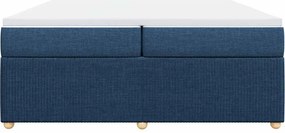vidaXL Κρεβάτι Boxspring με Στρώμα Μπλε 200x200 εκ. Υφασμάτινο