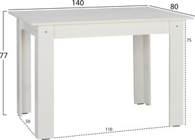 ΤΡΑΠΕΖΙ ΚΟΥΖΙΝΑΣ KELVIN 140x80x77Υεκ. ΛΕΥΚΟ HM2429.03