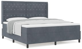 vidaXL Κρεβάτι Box Spring με Στρώμα  Γκρι Σκούρο 180x200 εκ. Βελούδο