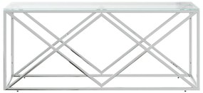 vidaXL Τραπέζι Σαλονιού 110x45x45 εκ. από Ανοξ. Ατσάλι και Γυαλί