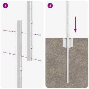 vidaXL Πό posts φράχτη 44 pcs Ασημί 180 εκ. Ατσάλι