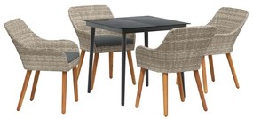 vidaXL Σέτ φαγητού για κήπο 5 pcs Ανοιχτό γκρι συνθετικό ρατάν