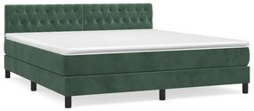 Κρεβάτι Boxspring με Στρώμα Σκούρο Πράσινο 180x200εκ. Βελούδινο - Πράσινο