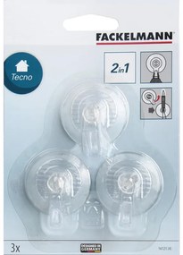 Κρεμάστρες βεντούζας Fackelmann 16121 Tecno, 3 τμχ, 4,5 cm, Διαφανές