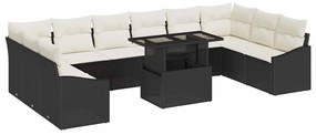 vidaXL Σετ Καναπέ Κήπου 11 pcs Μαύρο και κρεμ 100 x 55 x 73 εκ