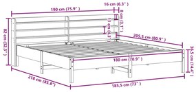 Σκελετός Κρεβατιού Χωρίς Στρώμα 180x200 εκ Μασίφ Ξύλο Πεύκου - Καφέ