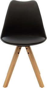 Καρέκλα Caron PP μαύρο-φυσικό πόδι 48x55x80 εκ.