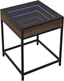 vidaXL Κομοδίνο Άπειρο Φως LED Καφέ Δρυς 40x40x51 εκ.