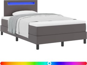 vidaXL Κρεβάτι με ελατήρια με στρώμα Γκρι 120 x 200 cm Τεχνητό δέρμα