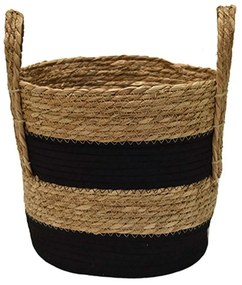 Καλάθι Με Ρίγα 00.06.67534 31x29-38cm Ψάθινο Natural-Black Mat