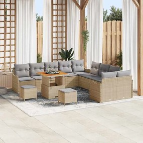 vidaXL Σετ Καναπέ Κήπου 13 pcs Μπεζ συνθετικό ρατάν