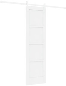 vidaXL Συρόμενη Πόρτα με Σετ Εξαρτημάτων Λευκή 61x198.5 εκ. Συμπαγές Ξύλο Πεύκο