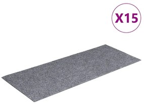 vidaXL Πατάκια Σκάλας Αυτοκόλλητα Ορθογώνια 15 τεμ. Αν. Γκρι 60x25 εκ.