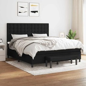 vidaXL Κρεβάτι Boxspring με Στρώμα Μαύρο 180x200 εκ. Υφασμάτινο