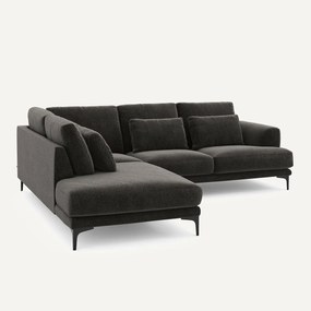 Γωνιακός καναπές αριστερός, από βελούδινo chenille, Marsile