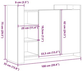 Μπουφές Λευκή 100x35x75 εκ. από Επεξεργασμένο Ξύλο - Λευκό