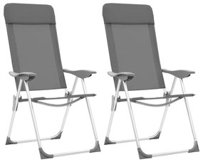 Καρέκλες Camping Πτυσσόμενες 2 τεμ. Γκρι από Αλουμίνιο - Γκρι