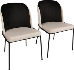 Καρέκλα 2τμχ Μαύρο / Κρέμ DORE 54x55x86
