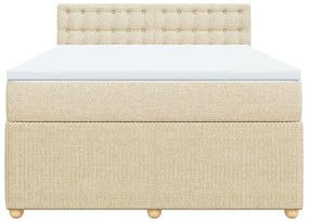 vidaXL Κρεβάτι Boxspring με Στρώμα Κρεμ 140x190 εκ. Υφασμάτινο