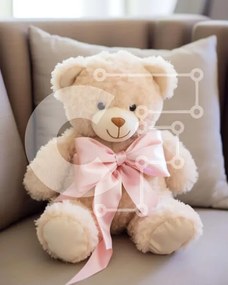 Intra Συλλεκτικό Ξύλινο Παζλ Plywood  4mm - Καφέ αρκουδάκι σε πορτοκαλί μαξιλάρι Σε Ξύλινο Κουτί - Διαστάσεις Puzzle: 10x10 cm – 25 κομμάτια