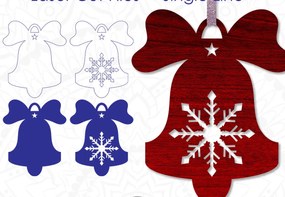 Intra απο ξύλο plywood 3mm-4mm πάχος Χριστουγεννιάτικα στολίδια Bell, μονής γραμμής Δίασταση 8x8 cm INTRAFABR-10038051