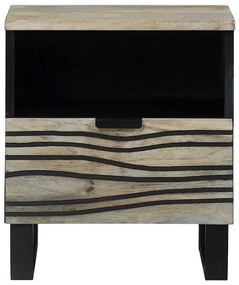 vidaXL Κομοδίνο Λευκό και μαύρο 40 x 33 x 46 εκ. Μασίφ ξύλο μάνγκο