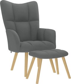 vidaXL Πολυθρόνα Relax Σκούρο Γκρι Υφασμάτινη με Υποπόδιο