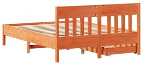 Σκελετός Κρεβ. Χωρίς Στρώμα Καφέ Κεριού 120x200 εκ Μασίφ Πεύκο - Καφέ