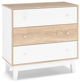 Συρταριέρα Awell pakoworld 3ων συρταριών sonoma-λευκό 90x44x88,5εκ