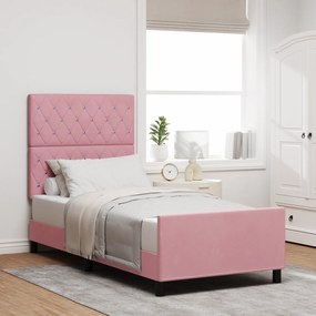 vidaXL Κρεβάτι Ροζ 90x190 cm Βελούδο